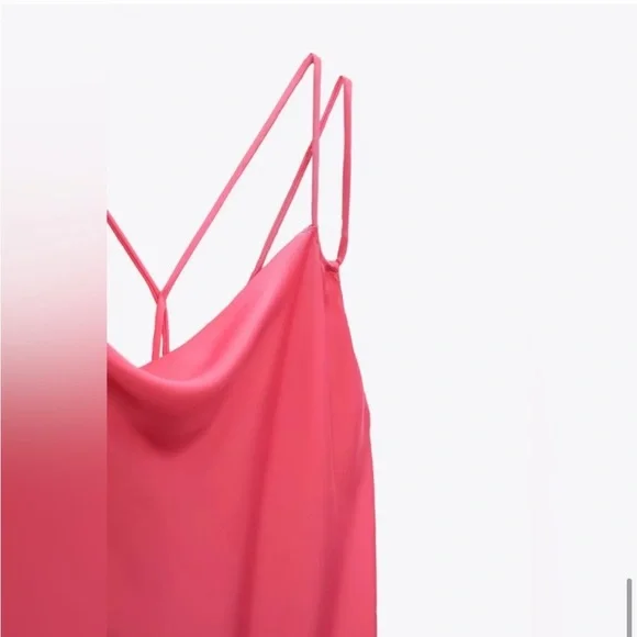 💖 ZARA Bloggers Fav Satin Draped-Neck Midi/Maxi Dress. Size LG. Excellent Cond! - Picture 8 of 16